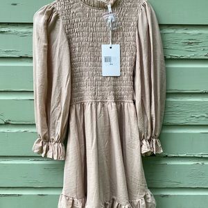 Selfie Leslie Beige Long Sleeve Dress